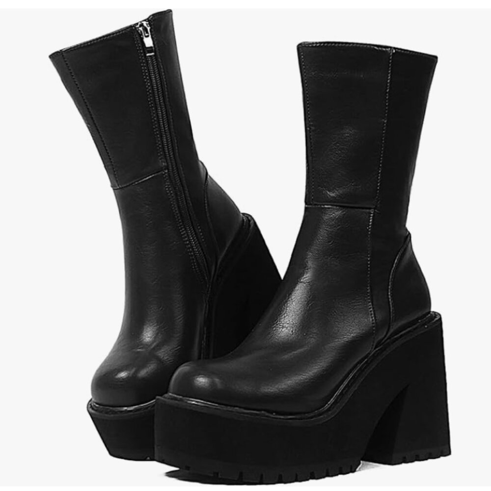 Women's Heel Platform Ankle Boots with Zipper